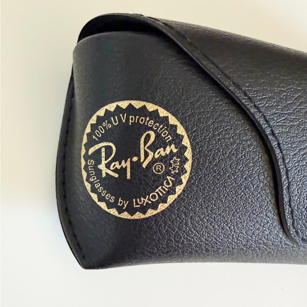 NEW Ray-Ban Black Leather Sunglass Case with Gray Cloth & Icons Booklet - Picture 5 of 7